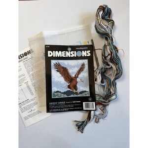 VTG Dimensions Heroic Eagle Needlepoint Kit 5x5 Bald Eagle Bird In Flight